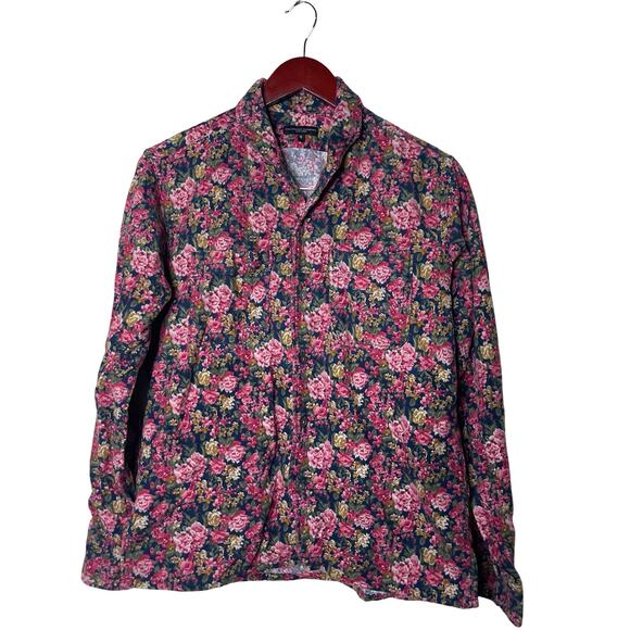 Engineered Garments Rose Blue Floral Flannel Button-down Shirt sz S - Picture 1 of 7